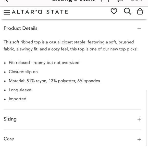 New Altar’d state oversized soft ribbed knit long sleeve top - Picture 5 of 5